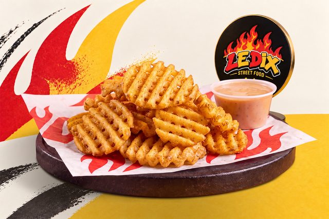 Waffle fries + boisson